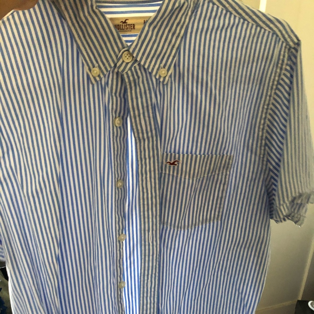Hollister men blue shirt sleeve nice shirt medium
